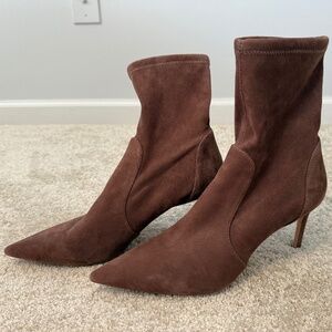 Stuart Weitzman Brown Suede Power Bootie 75